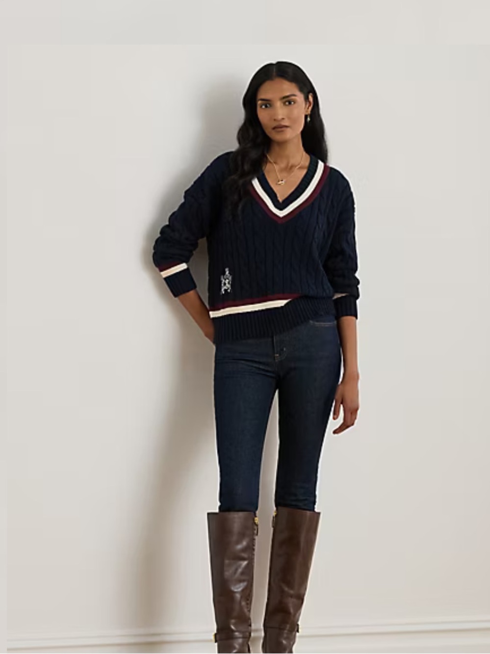 Lauren Ralph Lauren Cable-Knit Cotton Cricket Sweater XXL NWT